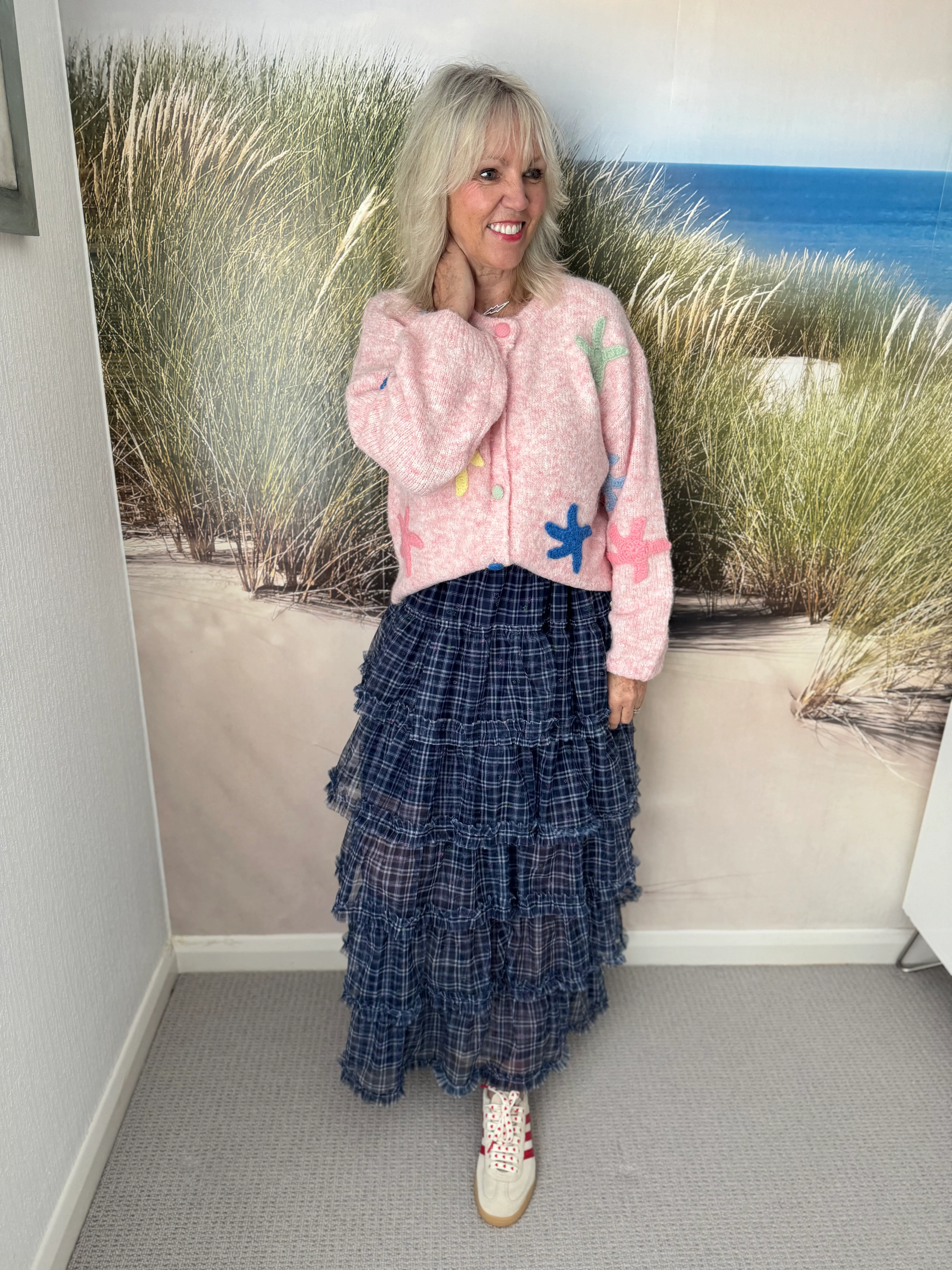 Tulle Skirt Skirt in Navy Check - Image 3