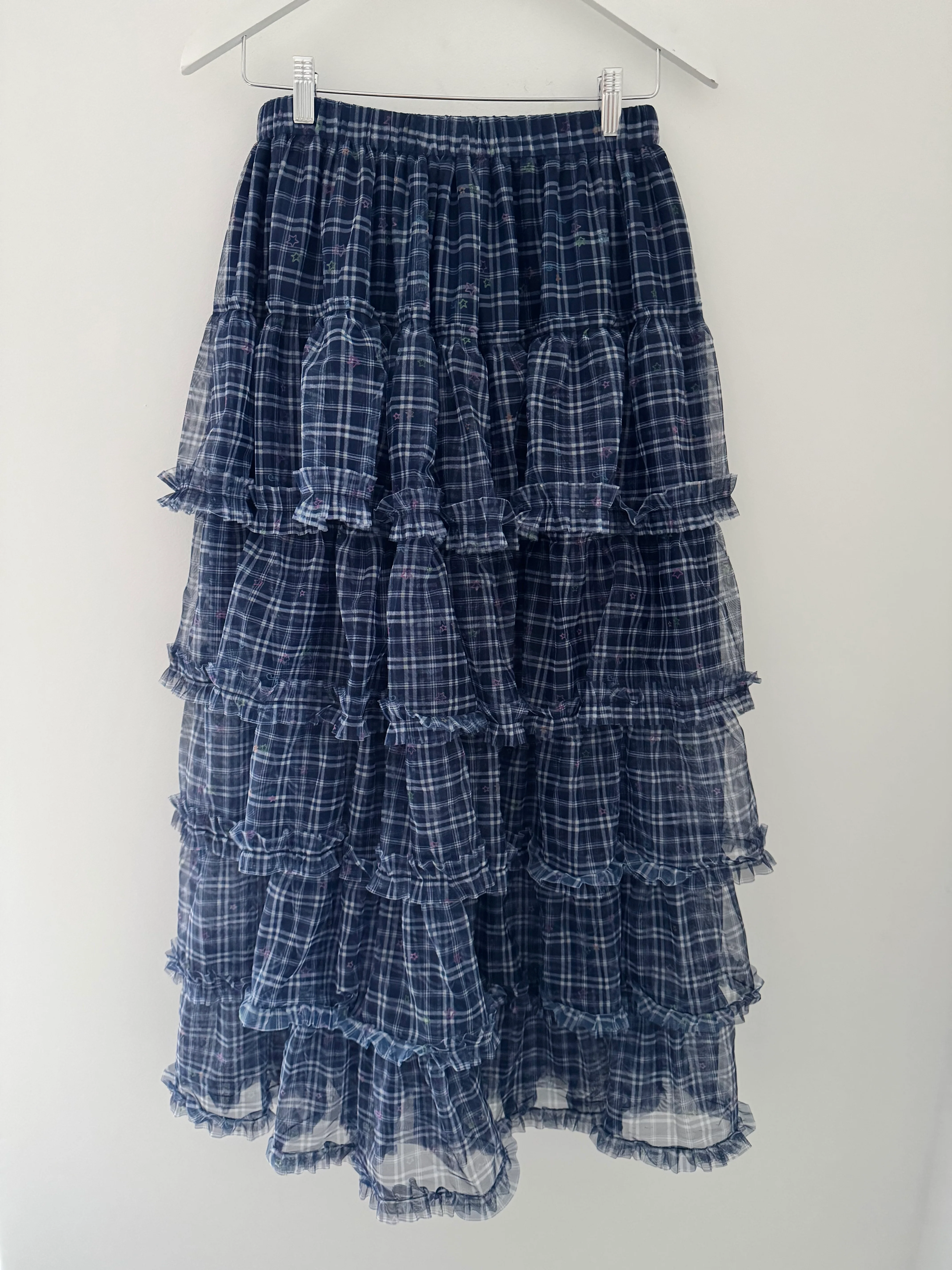 Tulle Skirt Skirt in Navy Check - Image 4