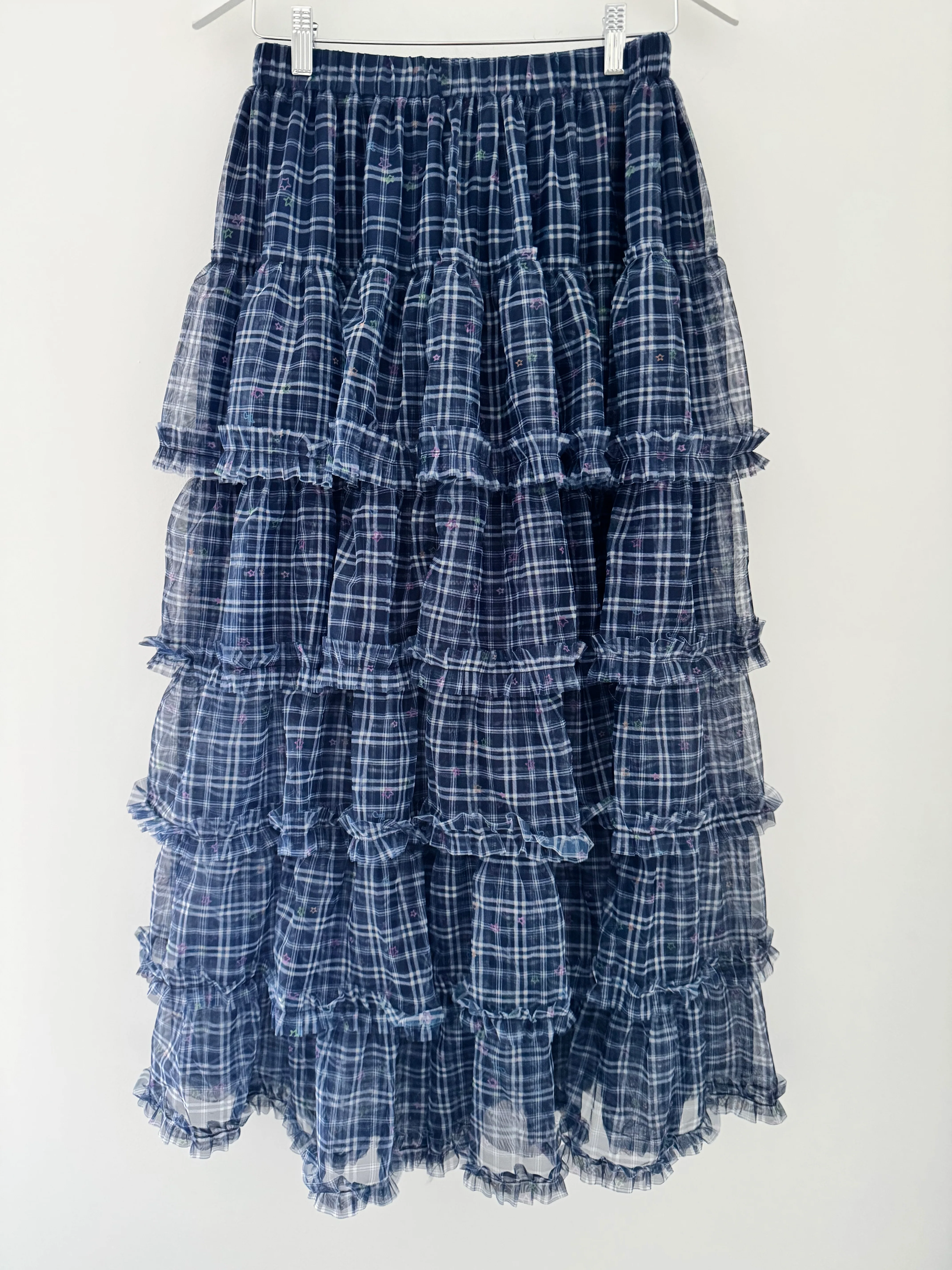 Tulle Skirt Skirt in Navy Check - Image 6