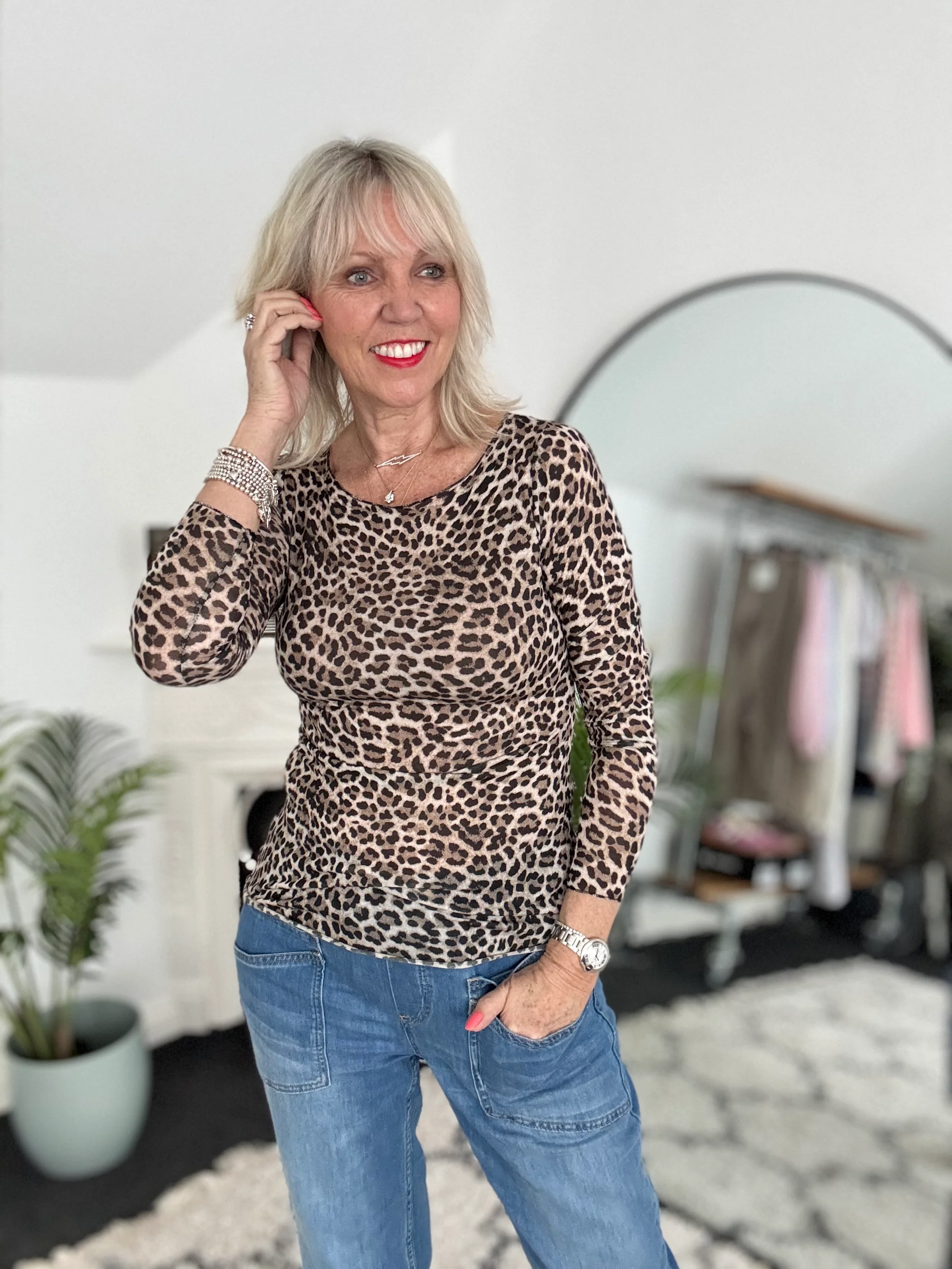 Ultrasoft Cashmere Blend Base Layer in Mini Leopard