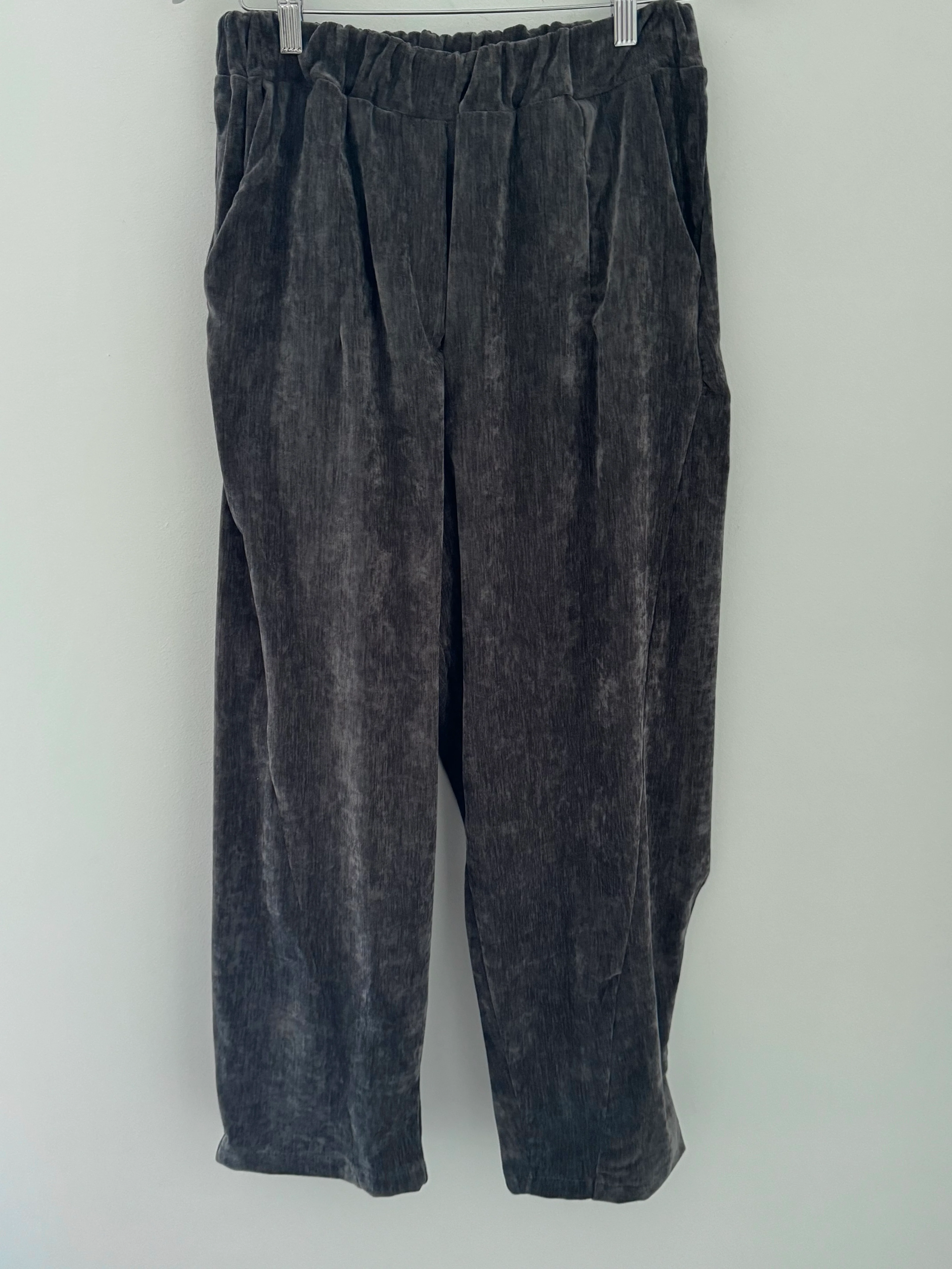Velvet Stretch Boyfriend Trousers in Dark Grey - Image 7