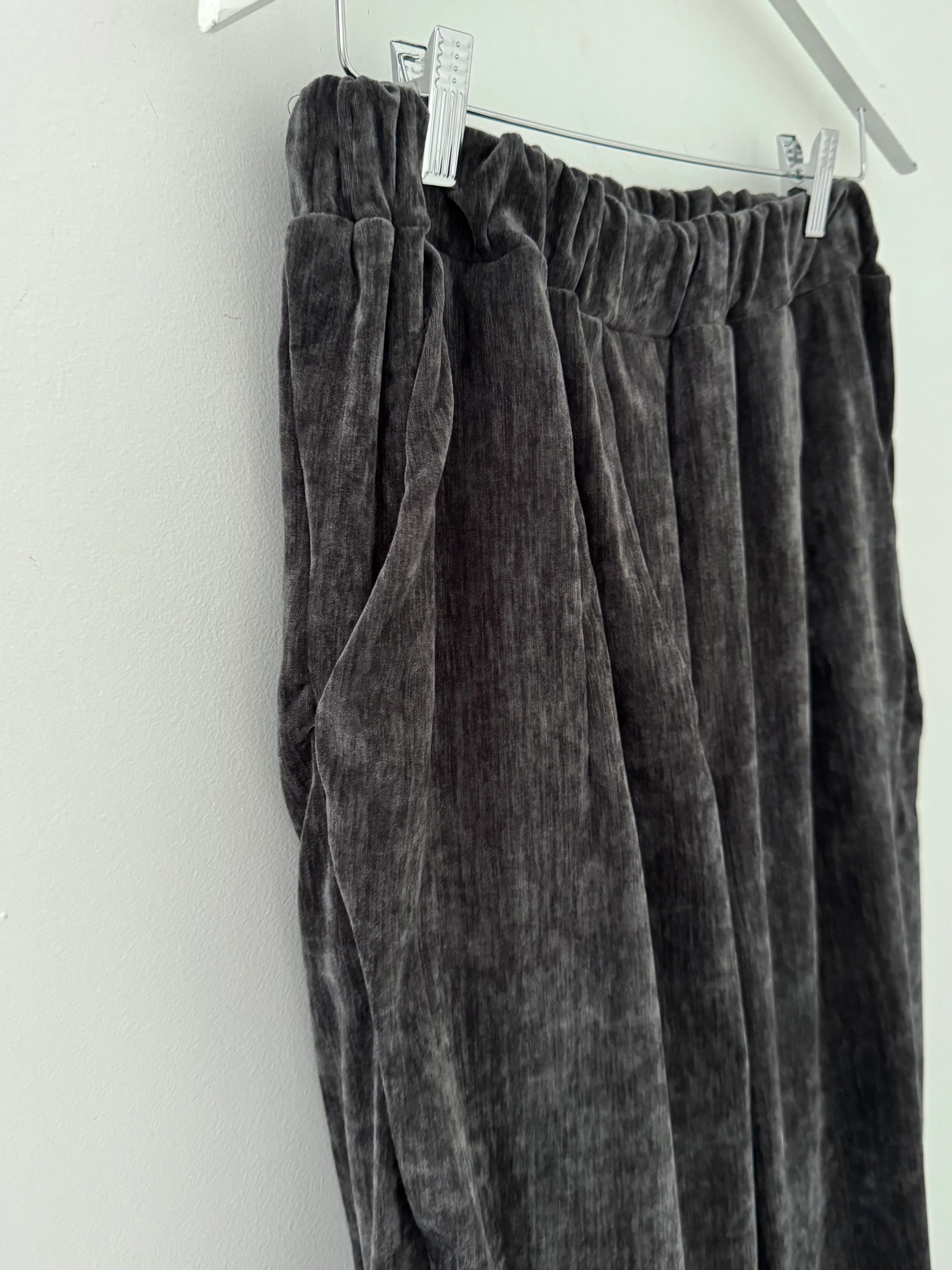 Velvet Stretch Boyfriend Trousers in Dark Grey - Image 8