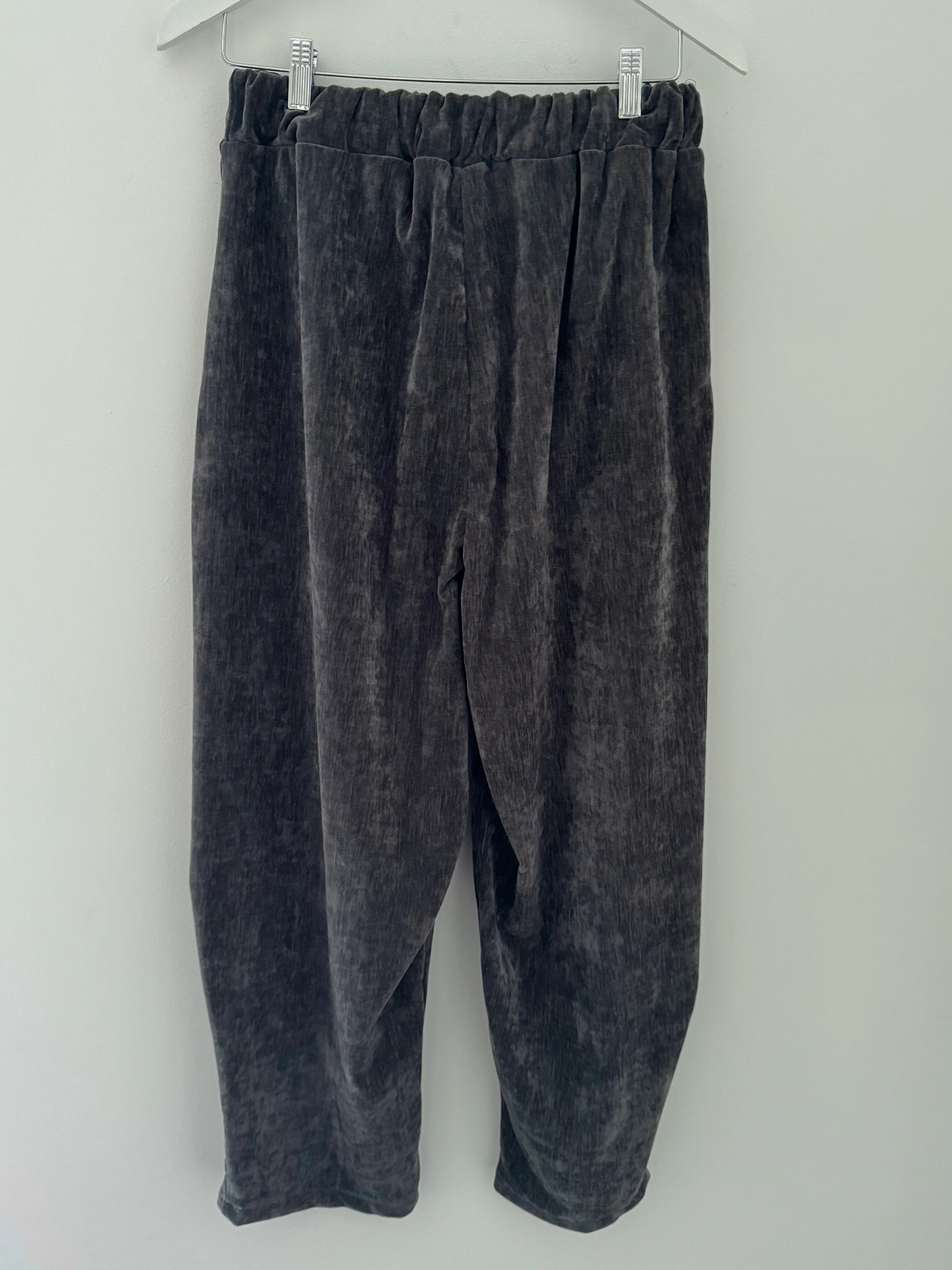 Velvet Stretch Boyfriend Trousers in Dark Grey - Image 9