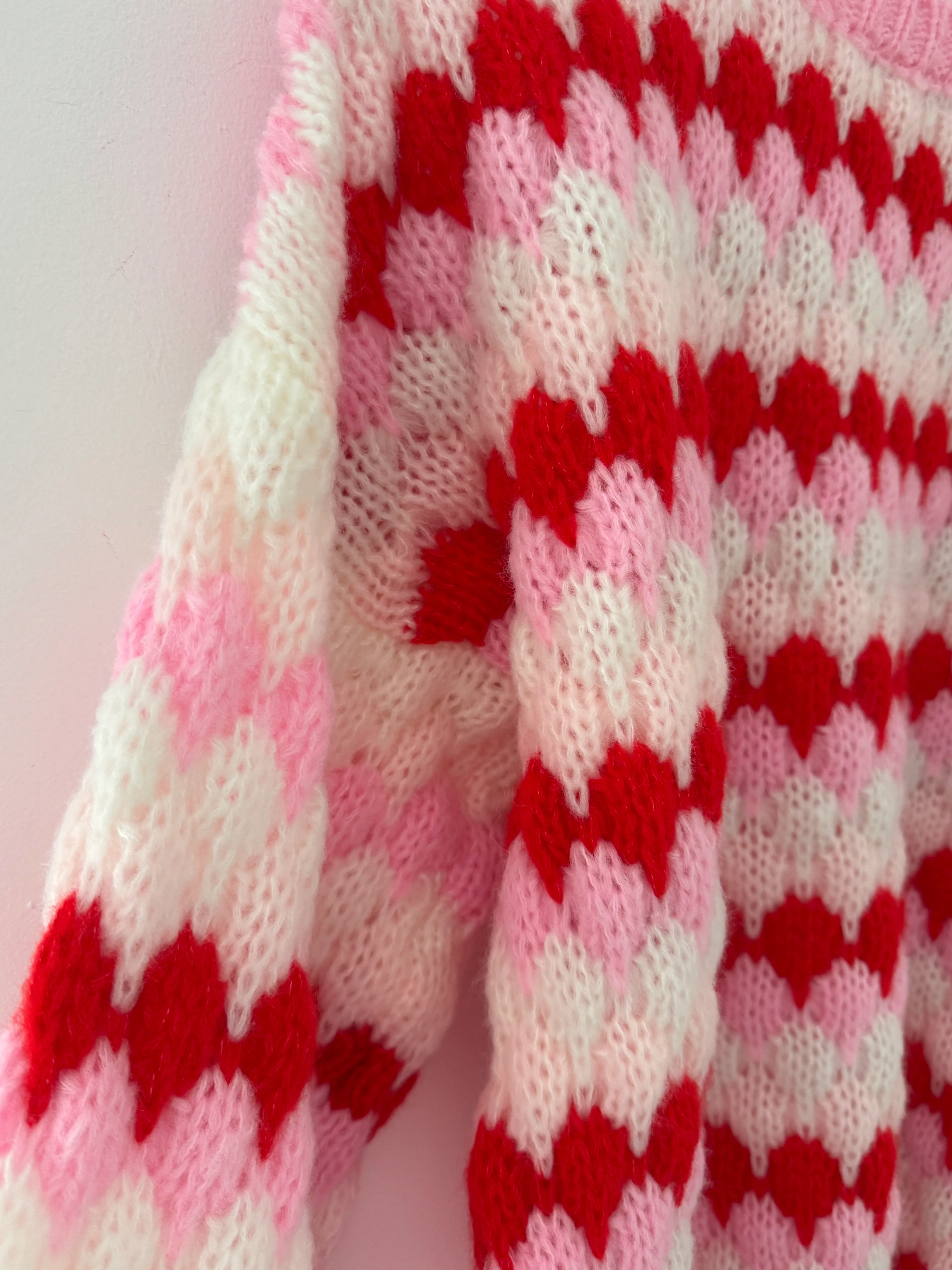 Waffle Knit Jumper in Pink & Red - Image 10