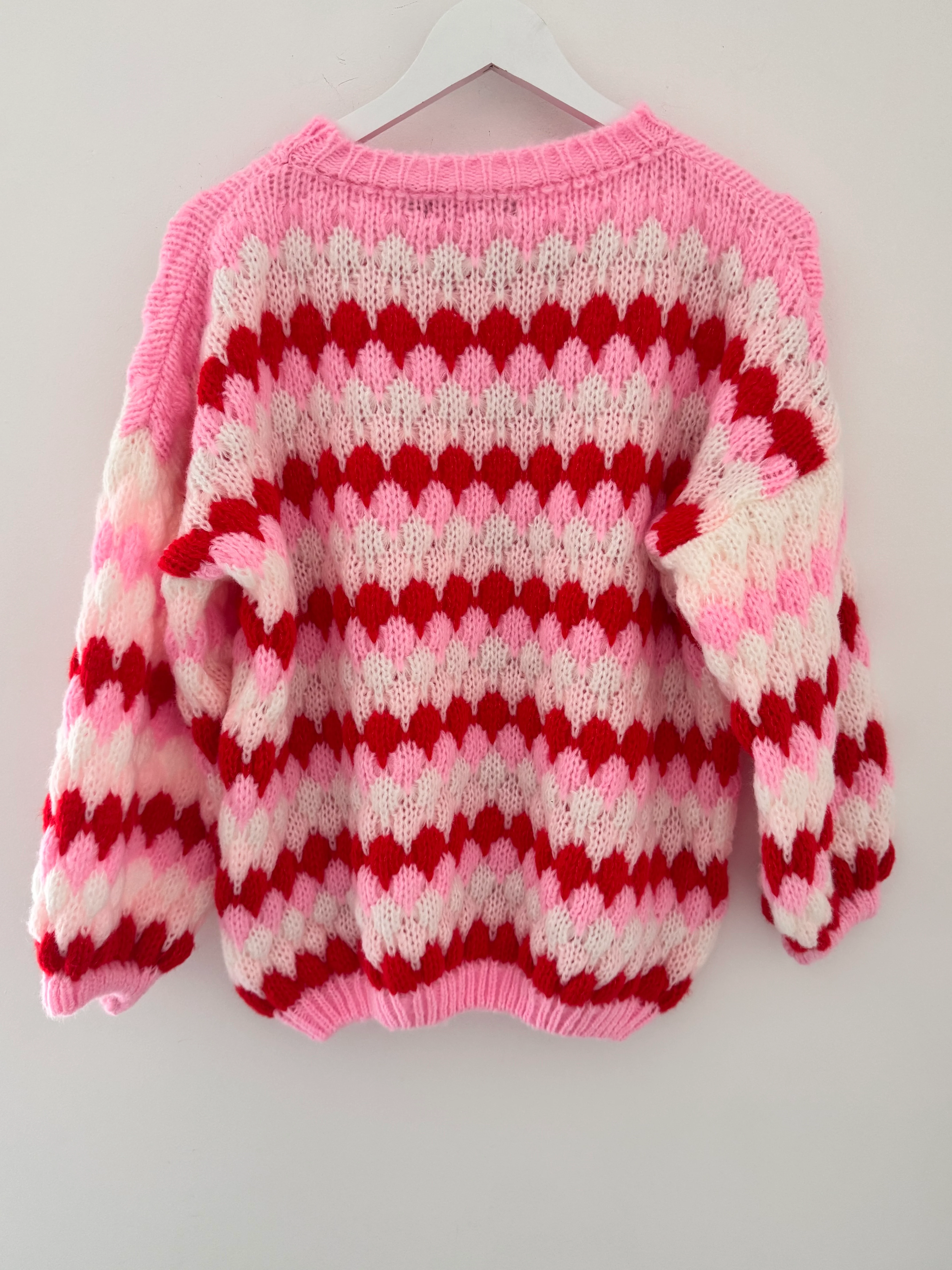 Waffle Knit Jumper in Pink & Red - Image 11