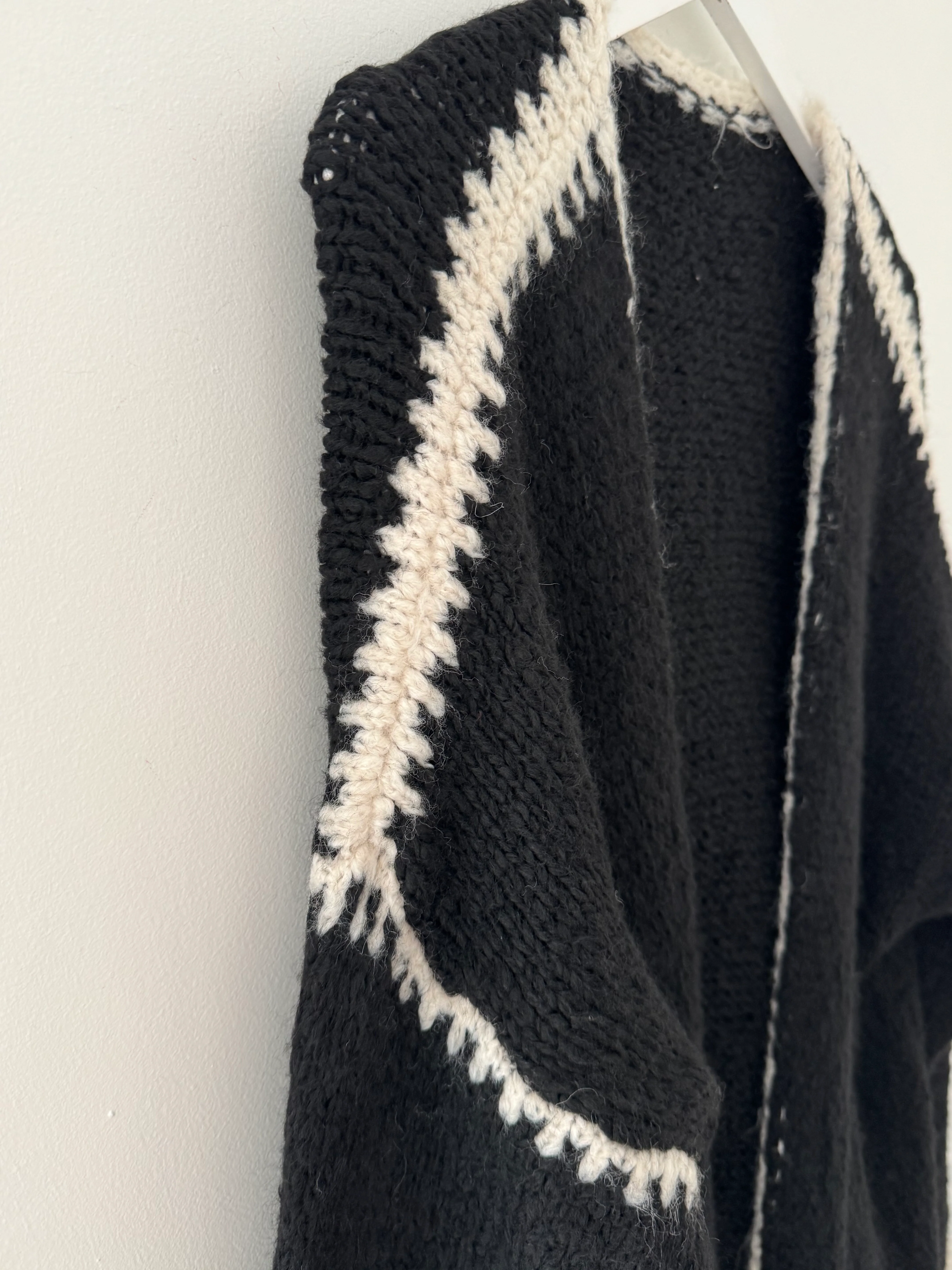 Whip Stitch Cardi in Black & Ecru - Image 8