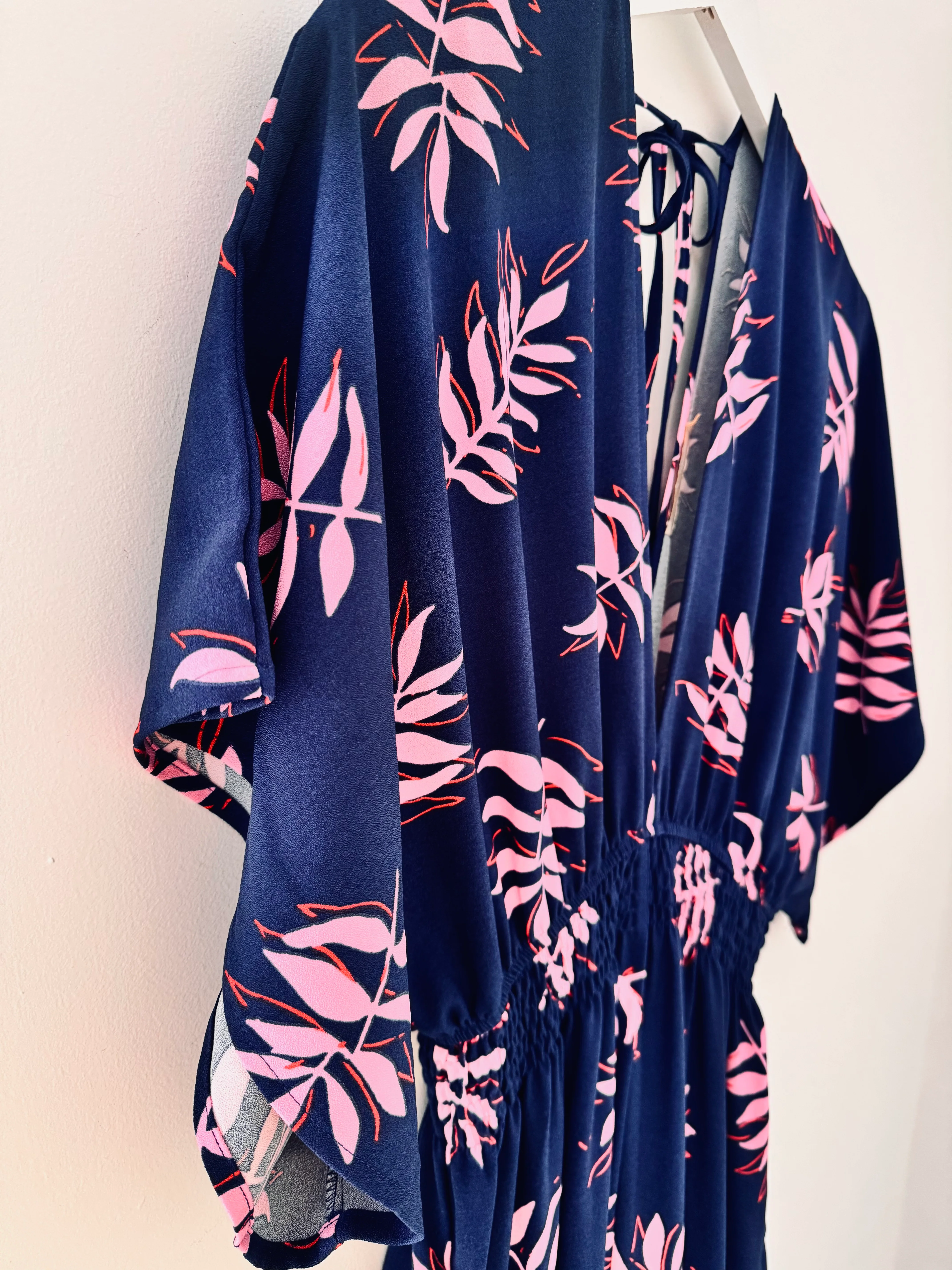 Wide Leg Jumpsuit in Navy & Pink - Image 7