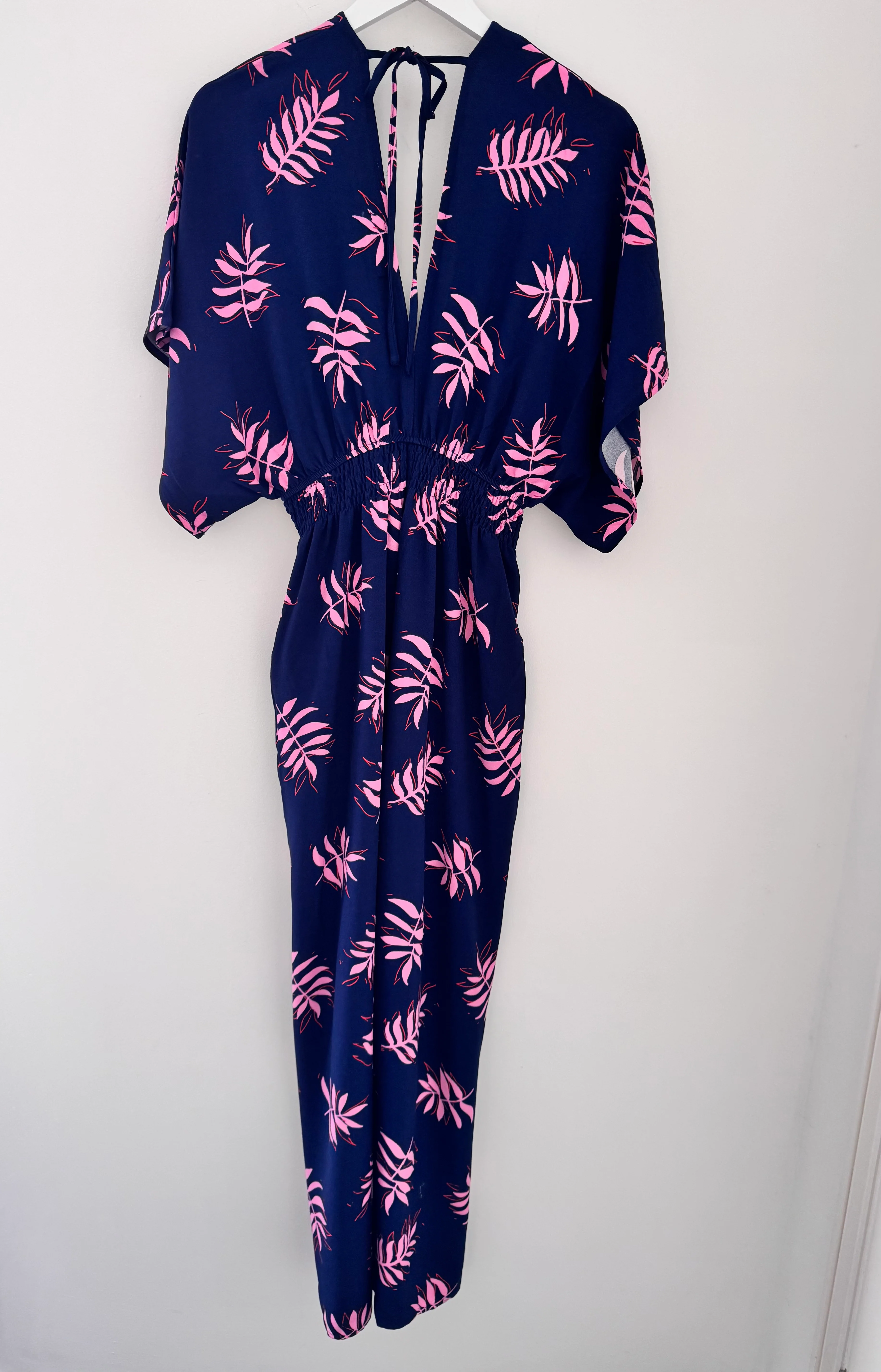 Wide Leg Jumpsuit in Navy & Pink - Image 8
