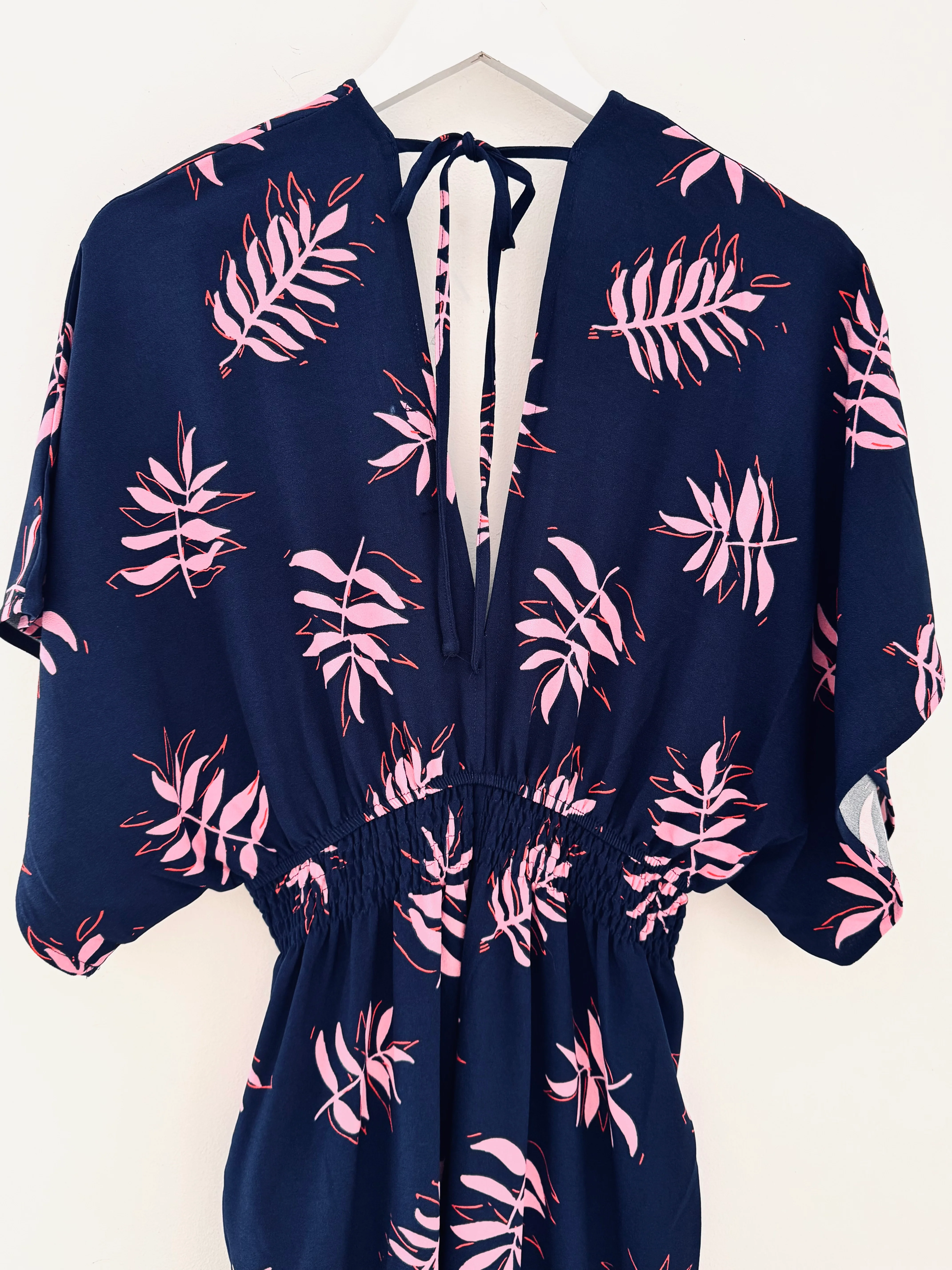 Wide Leg Jumpsuit in Navy & Pink - Image 9